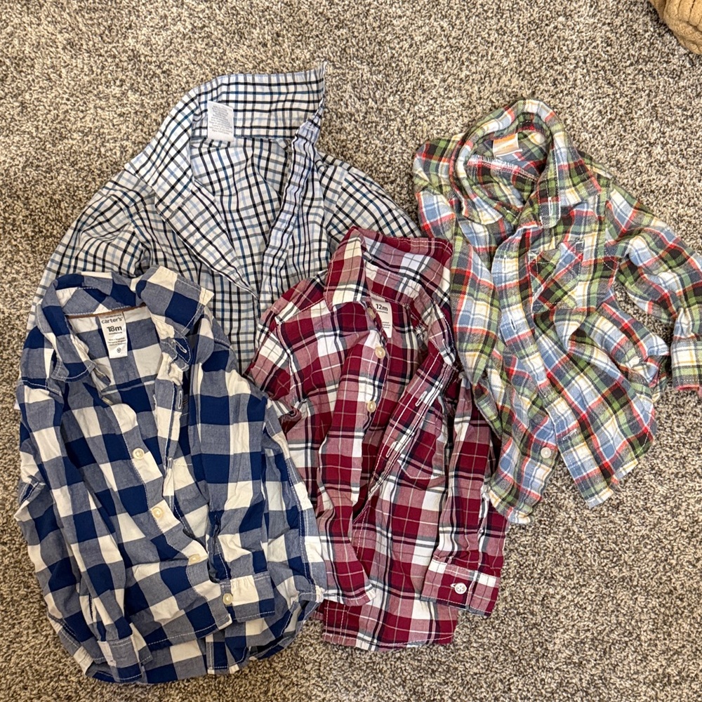 Plaid Button-Up Shirts Set
